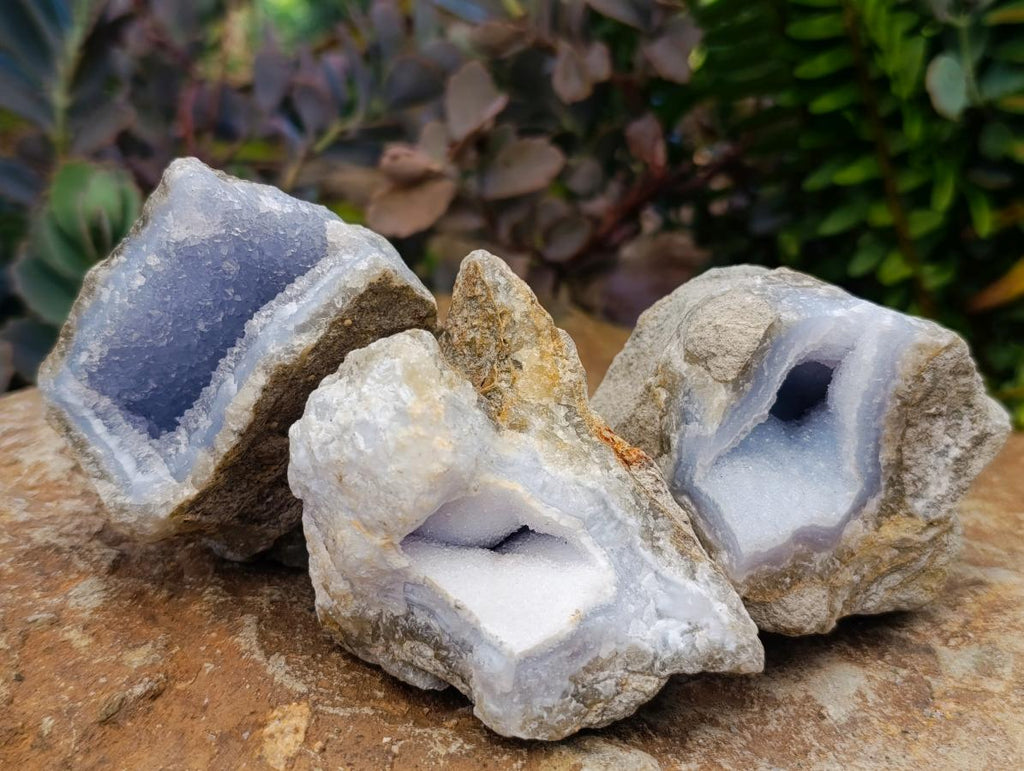 Natural Blue Lace Agate Geode Specimens x 12 From Nsanje, Malawi - Toprock Gemstones and Minerals 