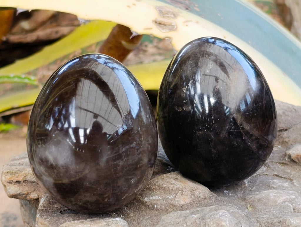 Polished Smokey Quartz Eggs x 4 From Madagascar - Toprock Gemstones and Minerals 