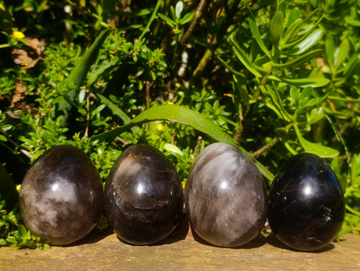 Polished Smokey Quartz Eggs x 4 From Madagascar - Toprock Gemstones and Minerals 