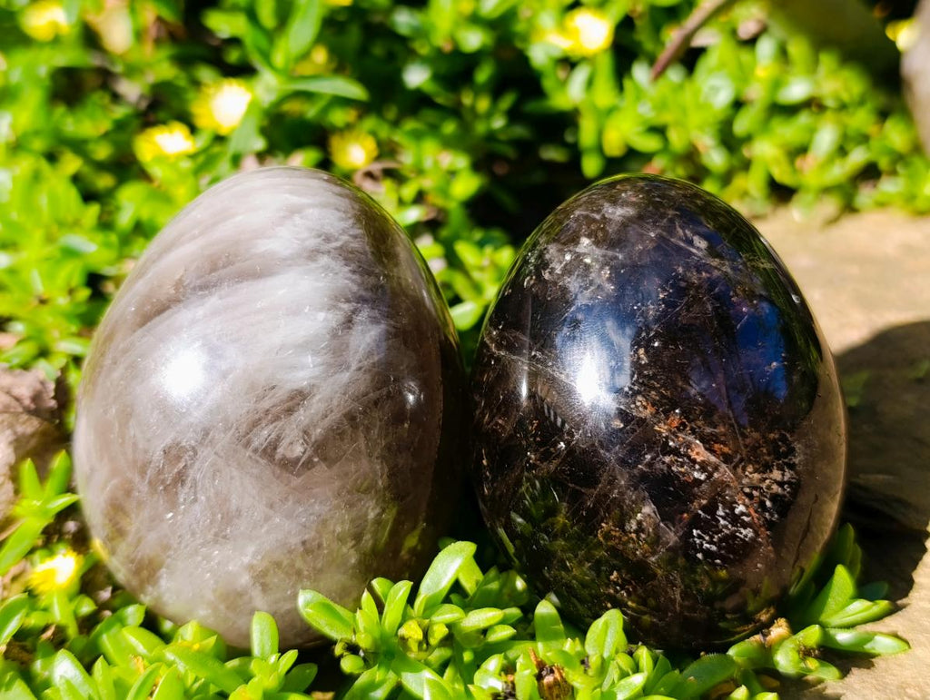 Polished Smokey Quartz Eggs x 4 From Madagascar - Toprock Gemstones and Minerals 
