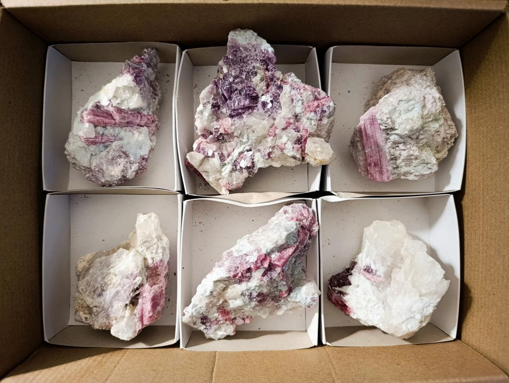 Natural Pink Rubellite Tourmaline Specimens x 6 From Karibib, Namibia - Toprock Gemstones and Minerals 