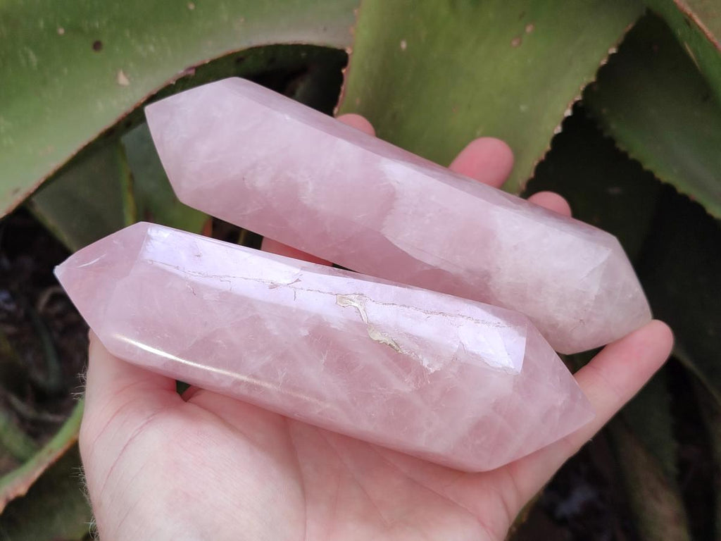 Polished Double Terminated Gemmy Rose Quartz Crystals x 4 From Madagascar - Toprock Gemstones and Minerals 