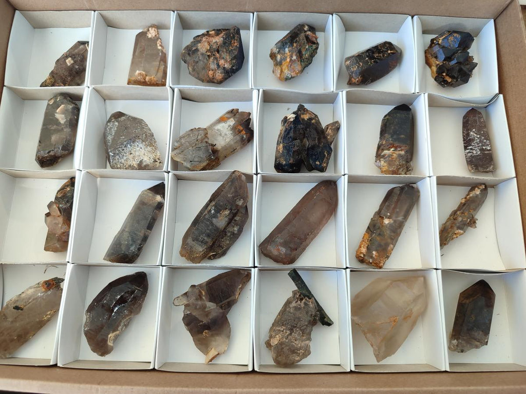 Natural Smokey Quartz Crystals x 24 From Mulanje, Malawi - Toprock Gemstones and Minerals 