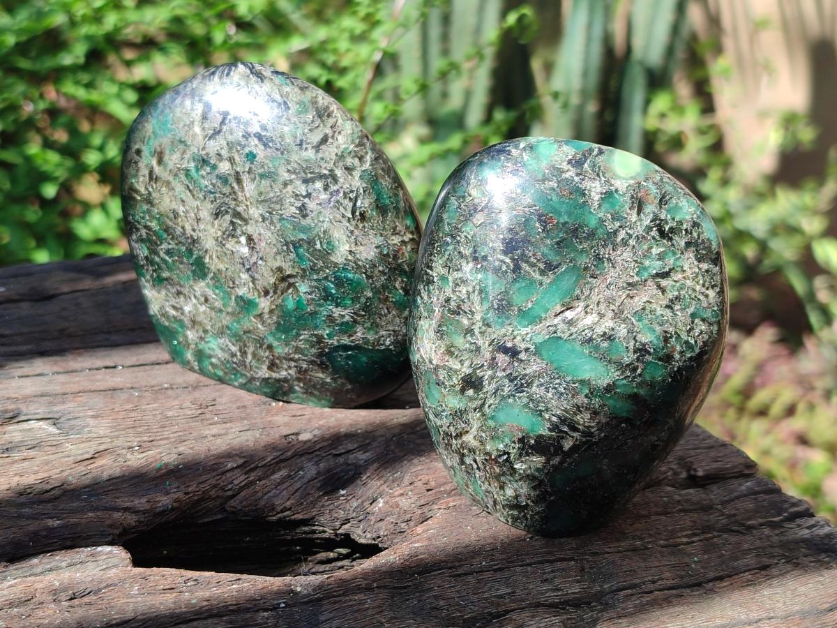 Polished Emerald Mica 'Mutokolite' Standing Free Forms x 4 From Mutoko, Zimbabwe - Toprock Gemstones and Minerals 