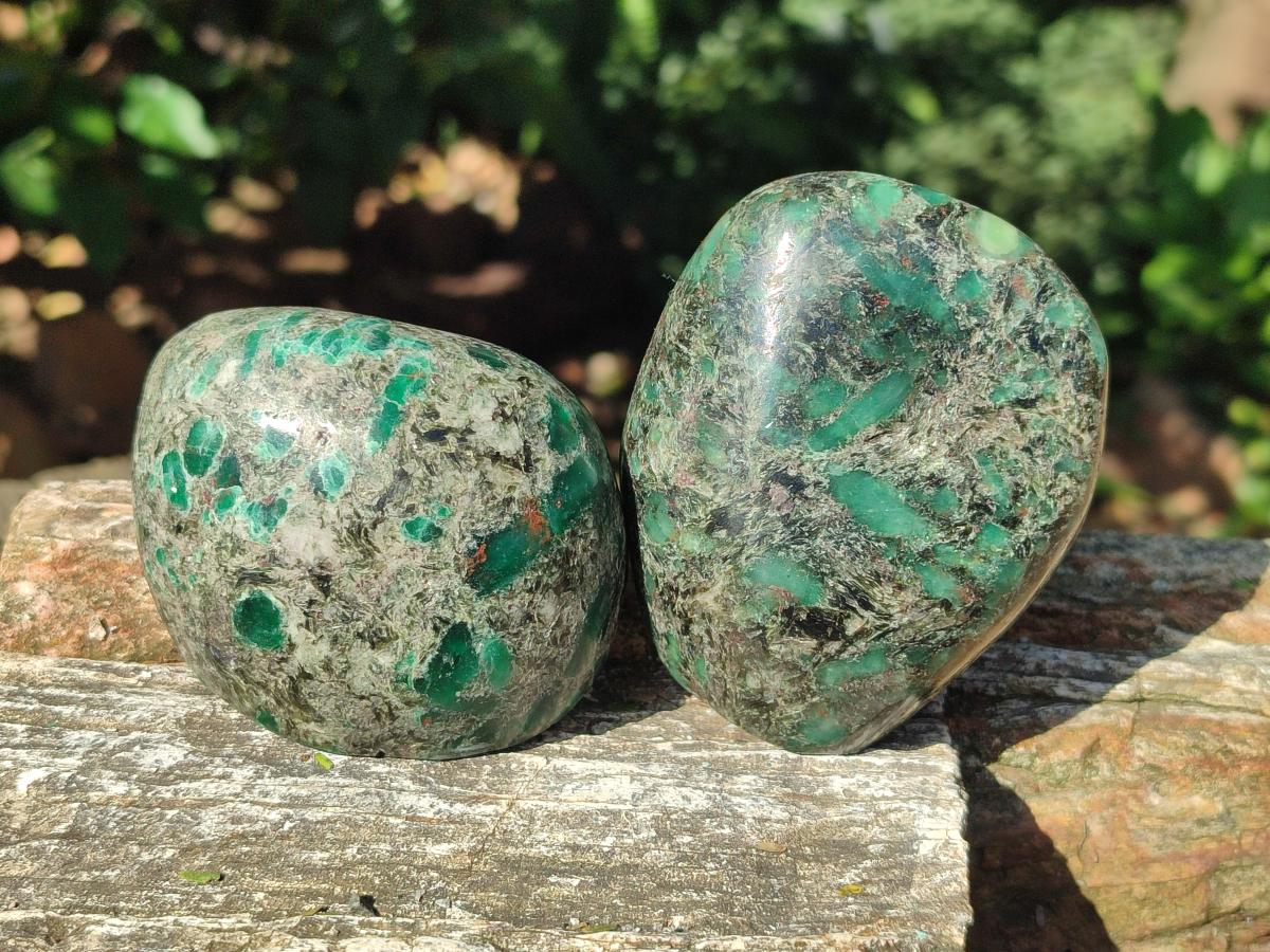 Polished Emerald Mica 'Mutokolite' Standing Free Forms x 4 From Mutoko, Zimbabwe - Toprock Gemstones and Minerals 