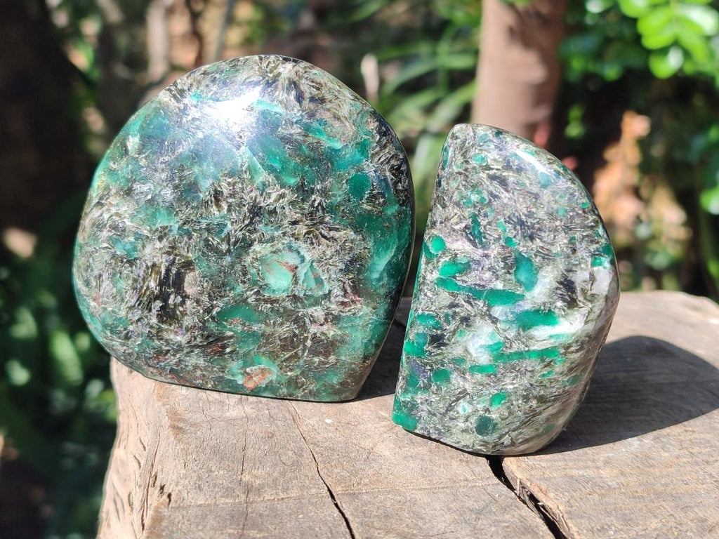 Polished Emerald Mica 'Mutokolite' Standing Free Forms x 4 From Mutoko, Zimbabwe - Toprock Gemstones and Minerals 