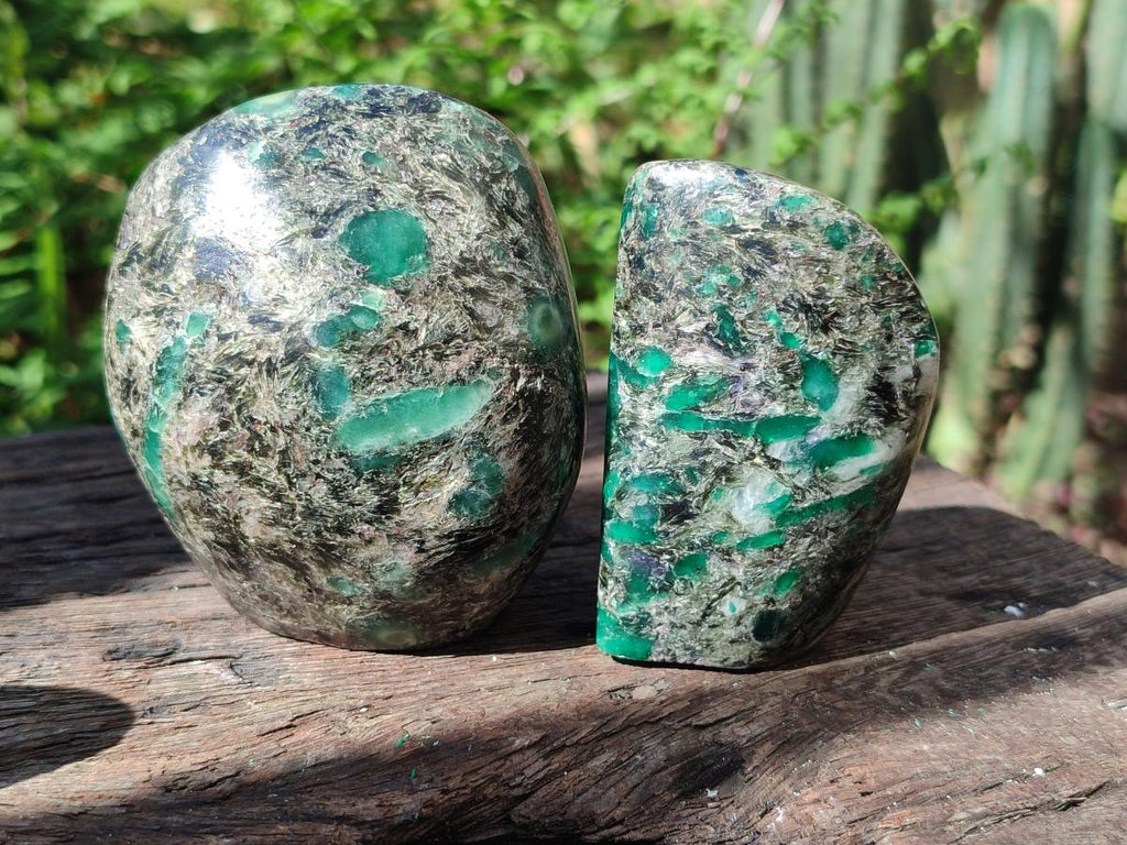 Polished Emerald Mica 'Mutokolite' Standing Free Forms x 4 From Mutoko, Zimbabwe - Toprock Gemstones and Minerals 