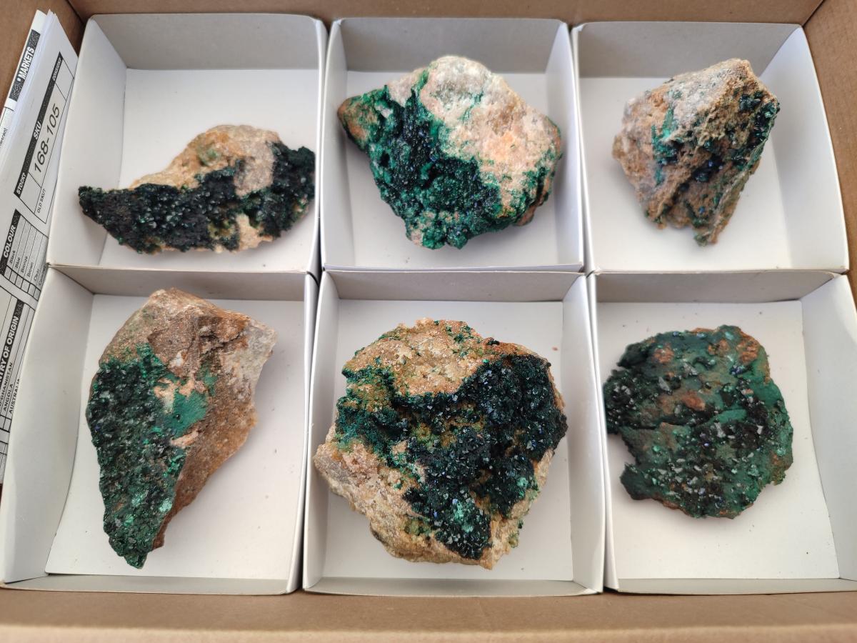 Natural Crystalline Malachite Specimens x 6 From Tenke Fungurume, Congo - Toprock Gemstones and Minerals 