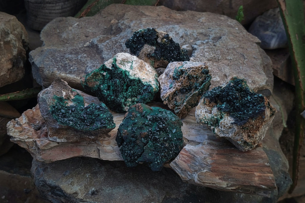 Natural Crystalline Malachite Specimens x 6 From Tenke Fungurume, Congo - Toprock Gemstones and Minerals 