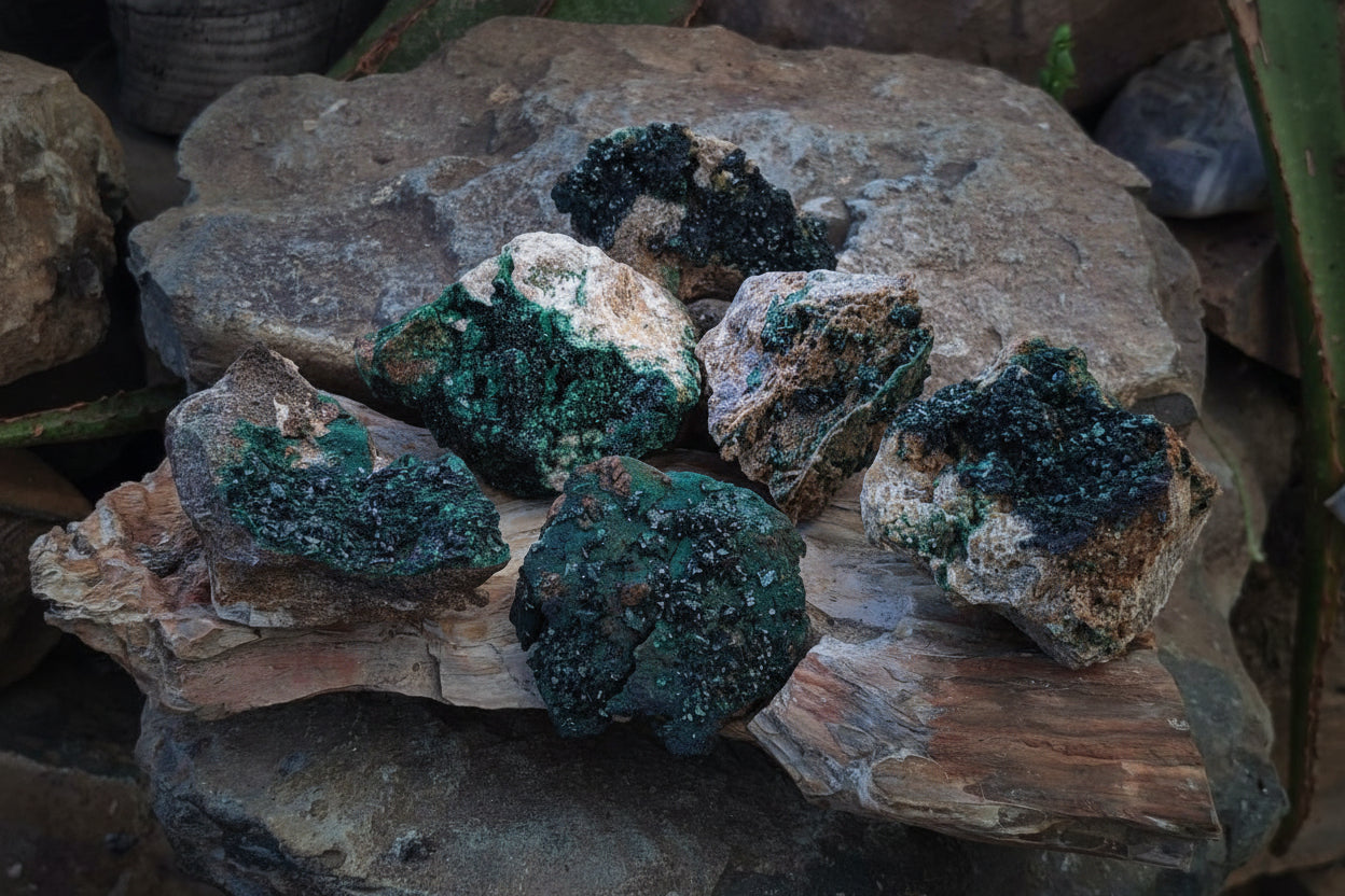 Natural Crystalline Malachite Specimens x 6 From Tenke Fungurume, Congo - Toprock Gemstones and Minerals 