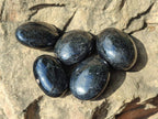 Polished Black Tourmaline Galets x 12 From Madagascar - Toprock Gemstones and Minerals 