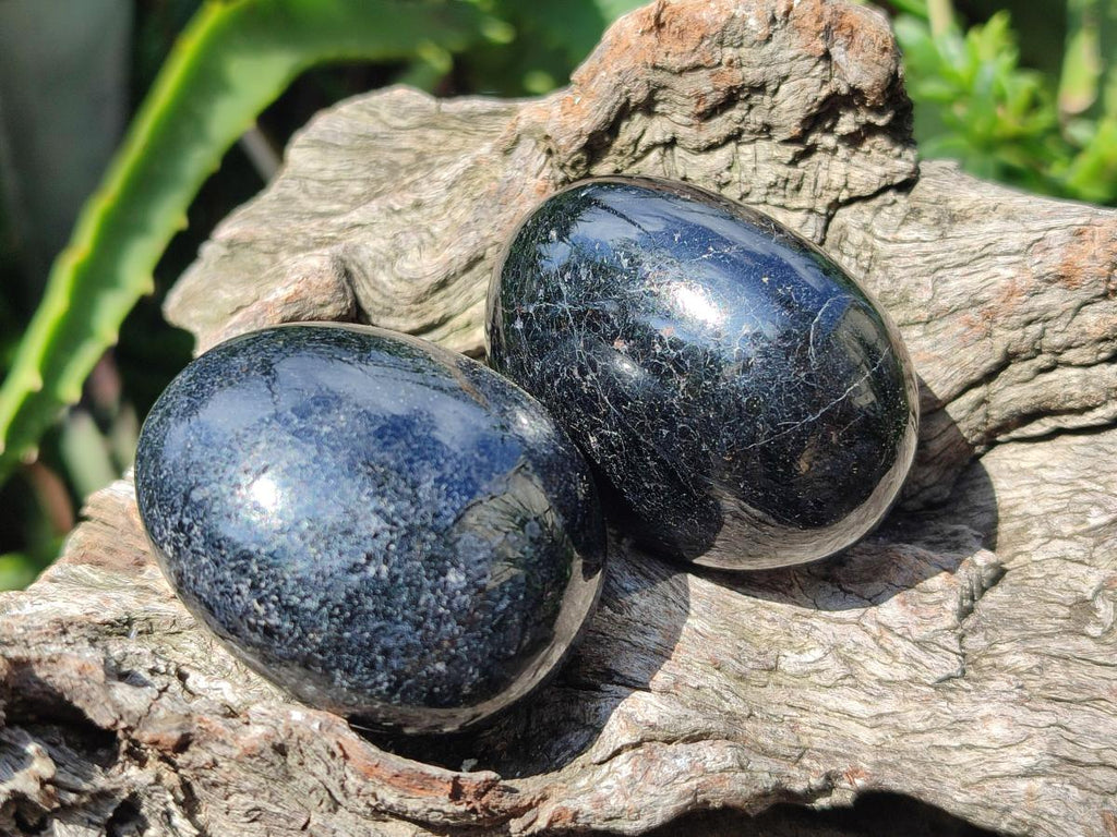 Polished Black Tourmaline Galets x 12 From Madagascar - Toprock Gemstones and Minerals 