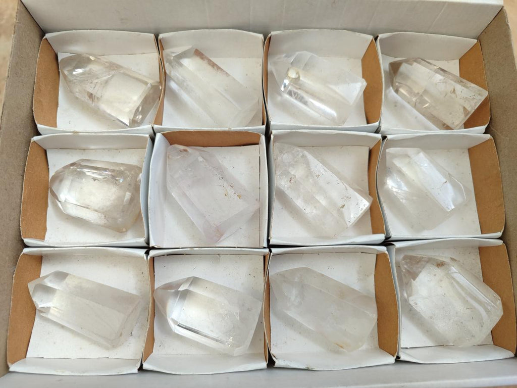 Polished Clear Quartz Crystals x 12 From Madagascar - Toprock Gemstones and Minerals 