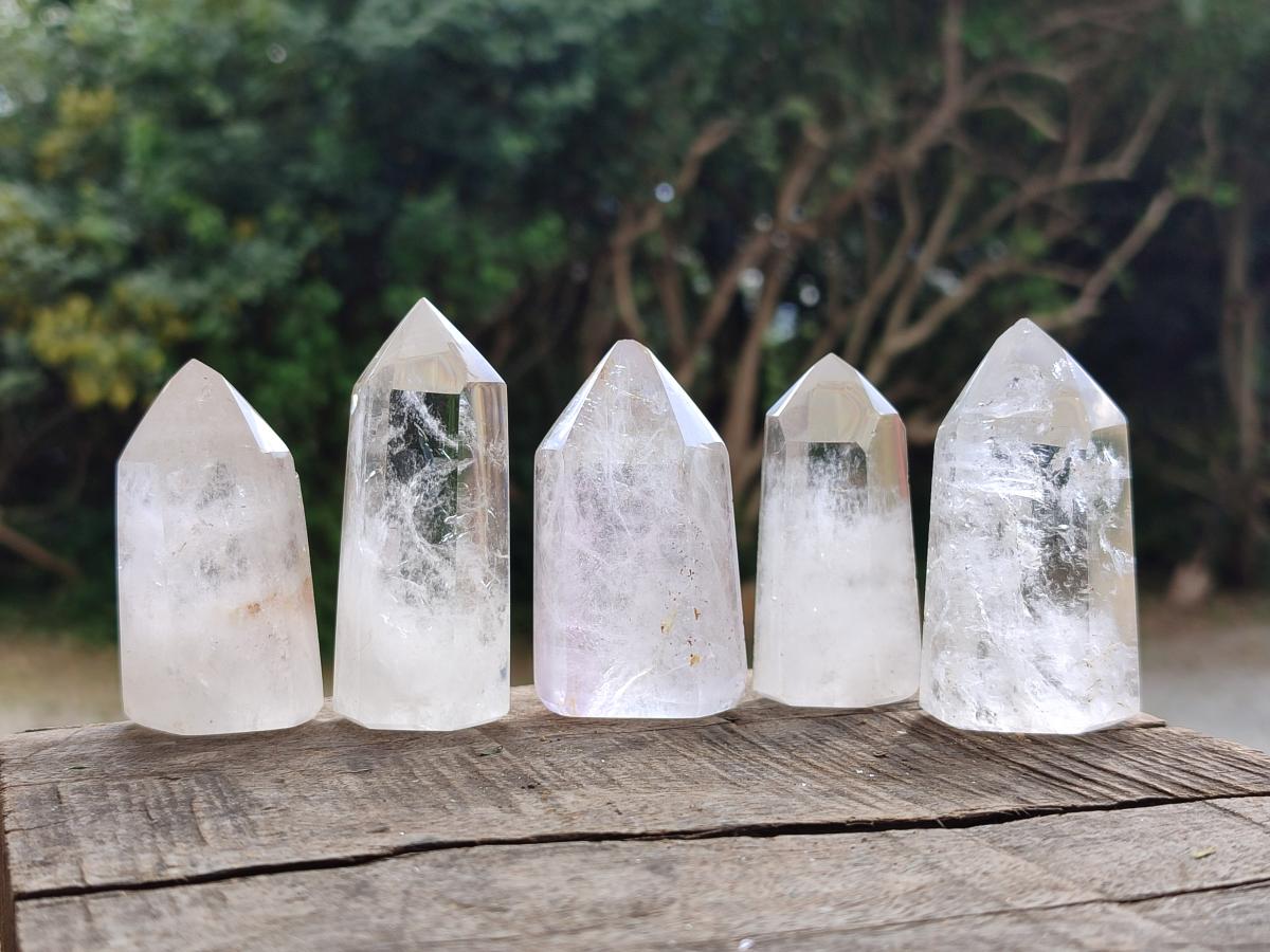 Polished Clear Quartz Crystals x 12 From Madagascar - Toprock Gemstones and Minerals 