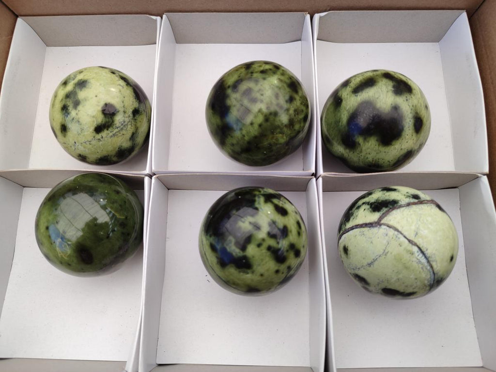 Polished Leopard Stone Spheres x 6 From Zimbabwe - Toprock Gemstones and Minerals 