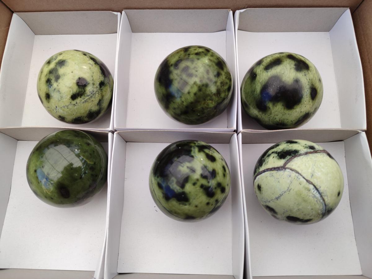 Polished Leopard Stone Spheres x 6 From Zimbabwe - Toprock Gemstones and Minerals 