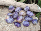 Polished Chevron Amethyst Galets x 24 From Madagascar - Toprock Gemstones and Minerals 