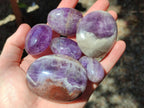 Polished Chevron Amethyst Galets x 24 From Madagascar - Toprock Gemstones and Minerals 