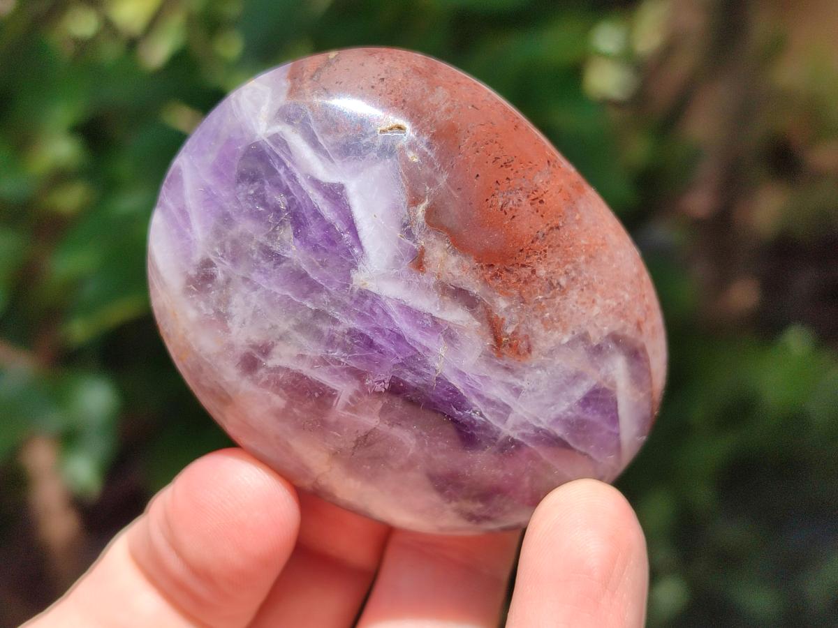 Polished Chevron Amethyst Galets x 24 From Madagascar - Toprock Gemstones and Minerals 
