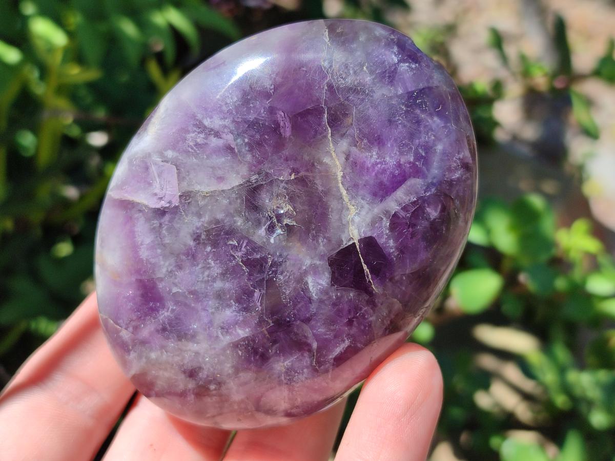 Polished Chevron Amethyst Galets x 24 From Madagascar - Toprock Gemstones and Minerals 