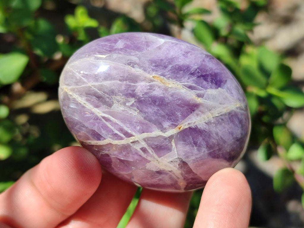 Polished Chevron Amethyst Galets x 24 From Madagascar - Toprock Gemstones and Minerals 