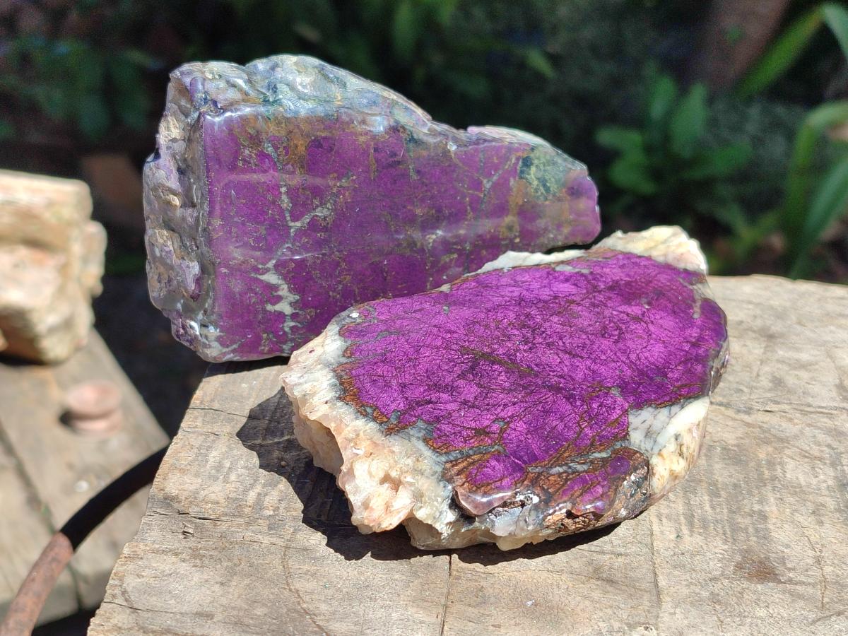 Polished One Side Metallic Purpurite Specimens x 3 From Erongo Namibia - Toprock Gemstones and Minerals 