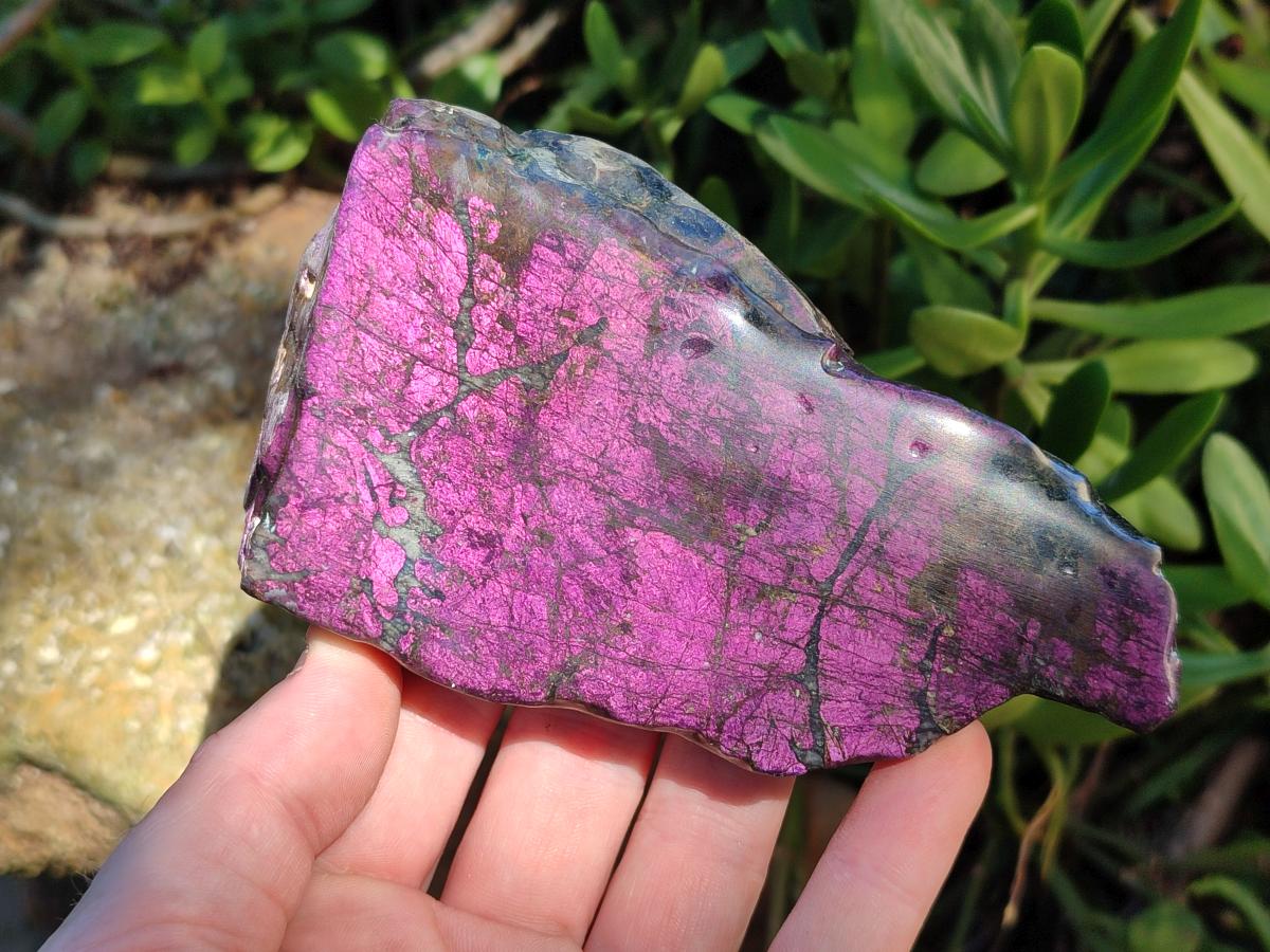Polished One Side Metallic Purpurite Specimens x 3 From Erongo Namibia - Toprock Gemstones and Minerals 