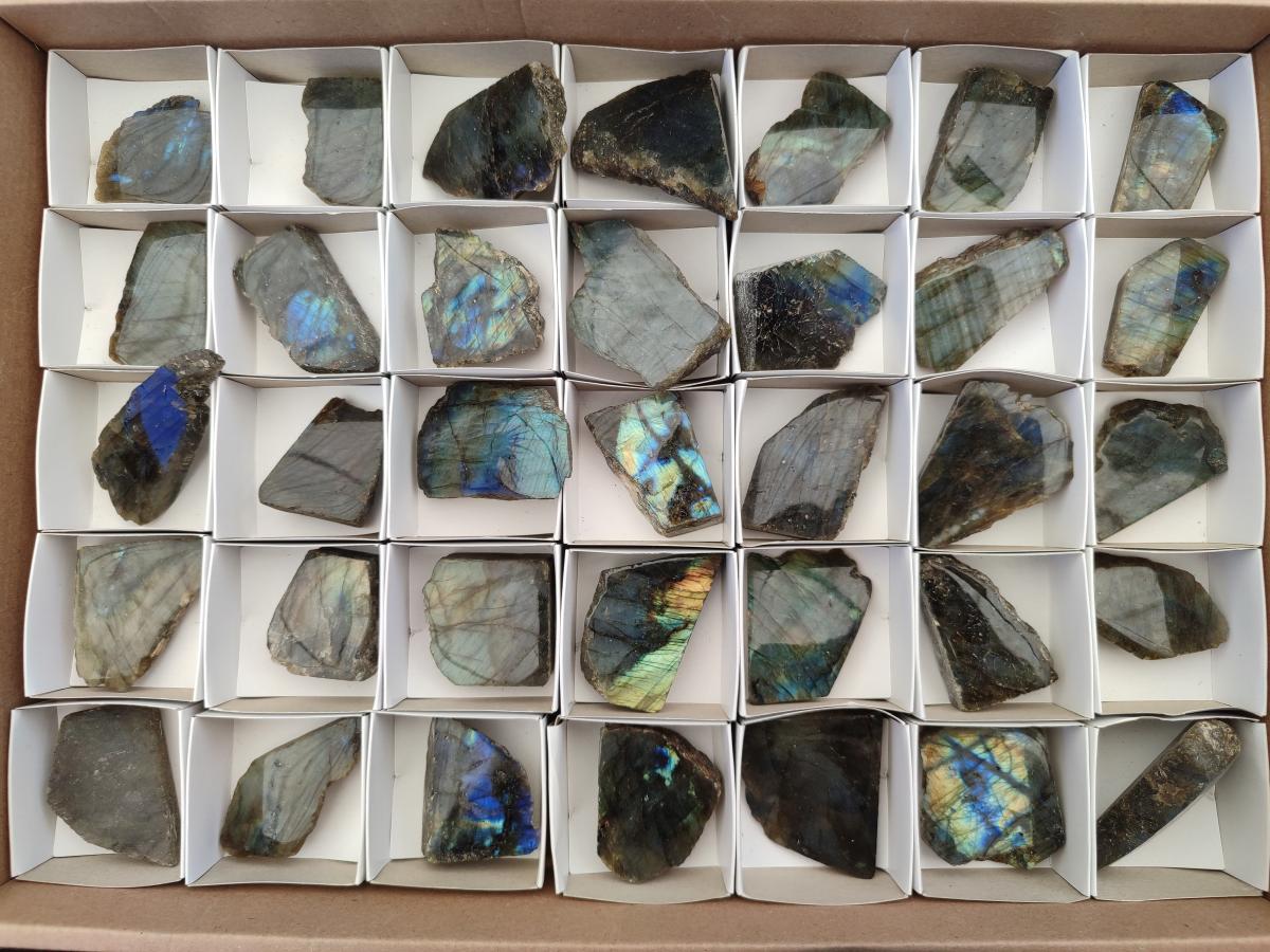 Polished Labradorite Slices x 35 From Madagascar - Toprock Gemstones and Minerals 