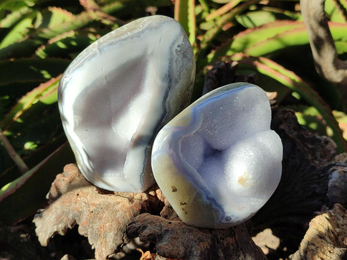 Polished Blue Lace Agate Standing Free Forms and Free Forms  x 4 From Nsanje, Malawi - Toprock Gemstones and Minerals 