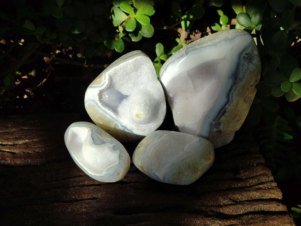 Polished Blue Lace Agate Standing Free Forms and Free Forms  x 4 From Nsanje, Malawi - Toprock Gemstones and Minerals 