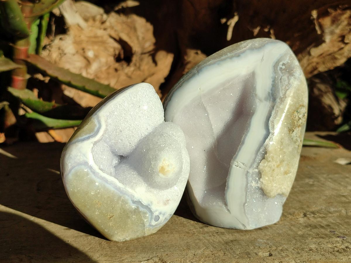 Polished Blue Lace Agate Standing Free Forms and Free Forms  x 4 From Nsanje, Malawi - Toprock Gemstones and Minerals 