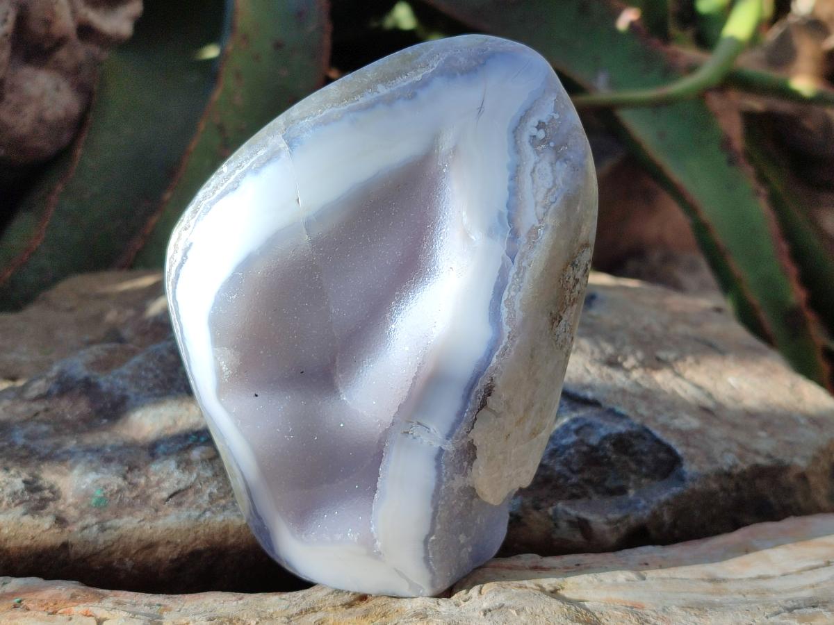 Polished Blue Lace Agate Standing Free Forms and Free Forms  x 4 From Nsanje, Malawi - Toprock Gemstones and Minerals 