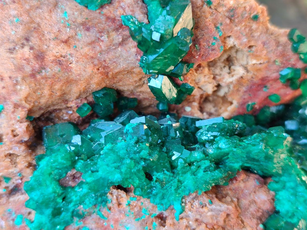 Natural Large Dioptase on Dolomite Specimen x 1 From Likasi, Congo - Toprock Gemstones and Minerals 