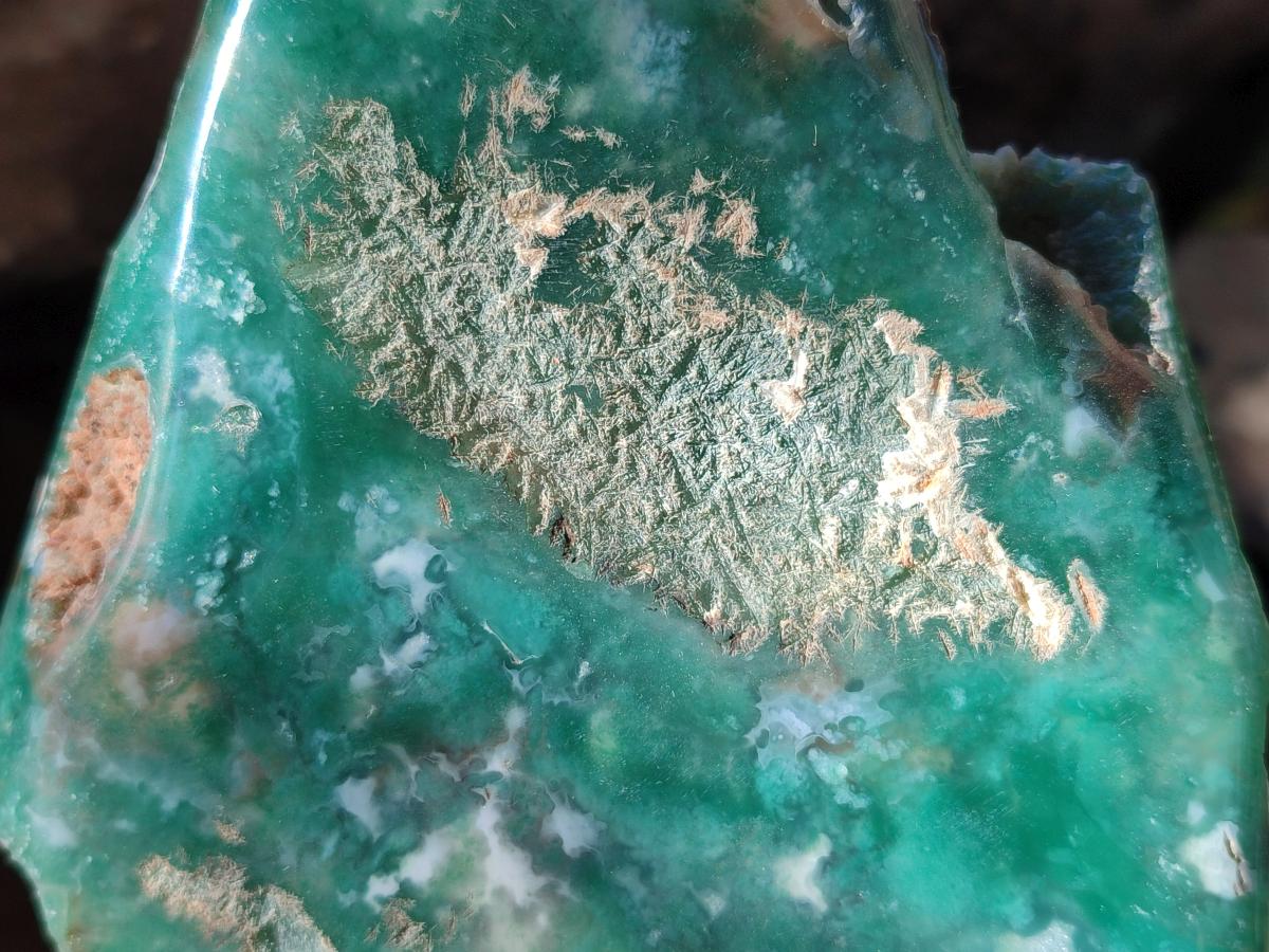 Polished On One Side Mtorolite Chrysoprase Plates x 2 From Mutorashanga, Zimbabwe - Toprock Gemstones and Minerals 