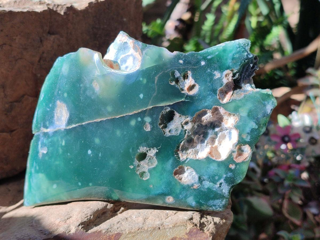 Polished On One Side Mtorolite Chrysoprase Plates x 2 From Mutorashanga, Zimbabwe - Toprock Gemstones and Minerals 
