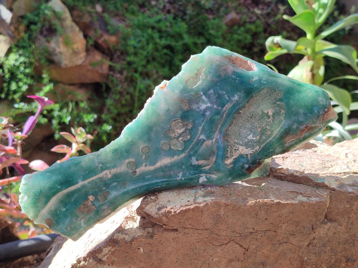 Polished On One Side Mtorolite Chrysoprase Plates x 2 From Mutorashanga, Zimbabwe - Toprock Gemstones and Minerals 