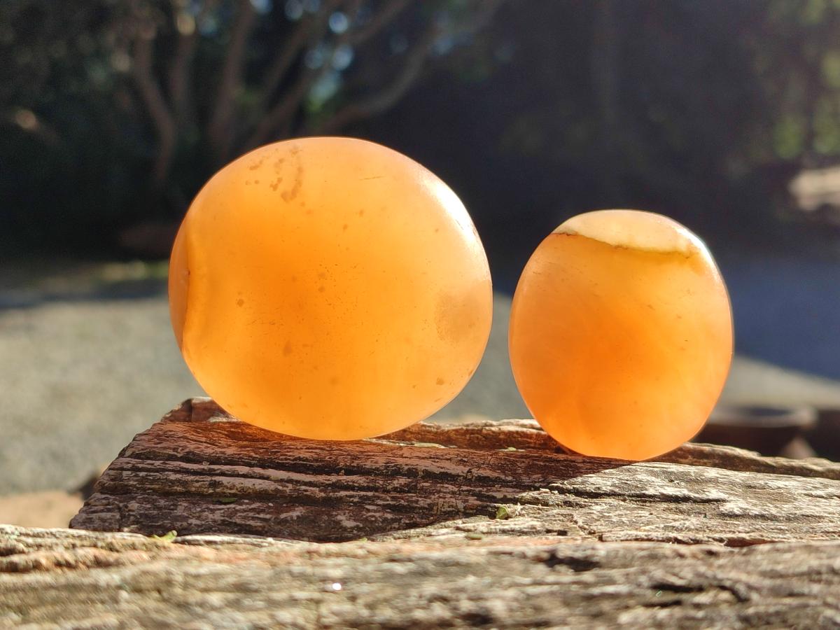 Polished Orange Twist Calcite Galets x 25 From Maevantanana, Madagascar - Toprock Gemstones and Minerals 