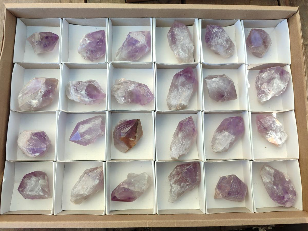 Natural Jacaranda Amethyst Single Crystals x 24 From Mumbwa, Zambia - Toprock Gemstones and Minerals 