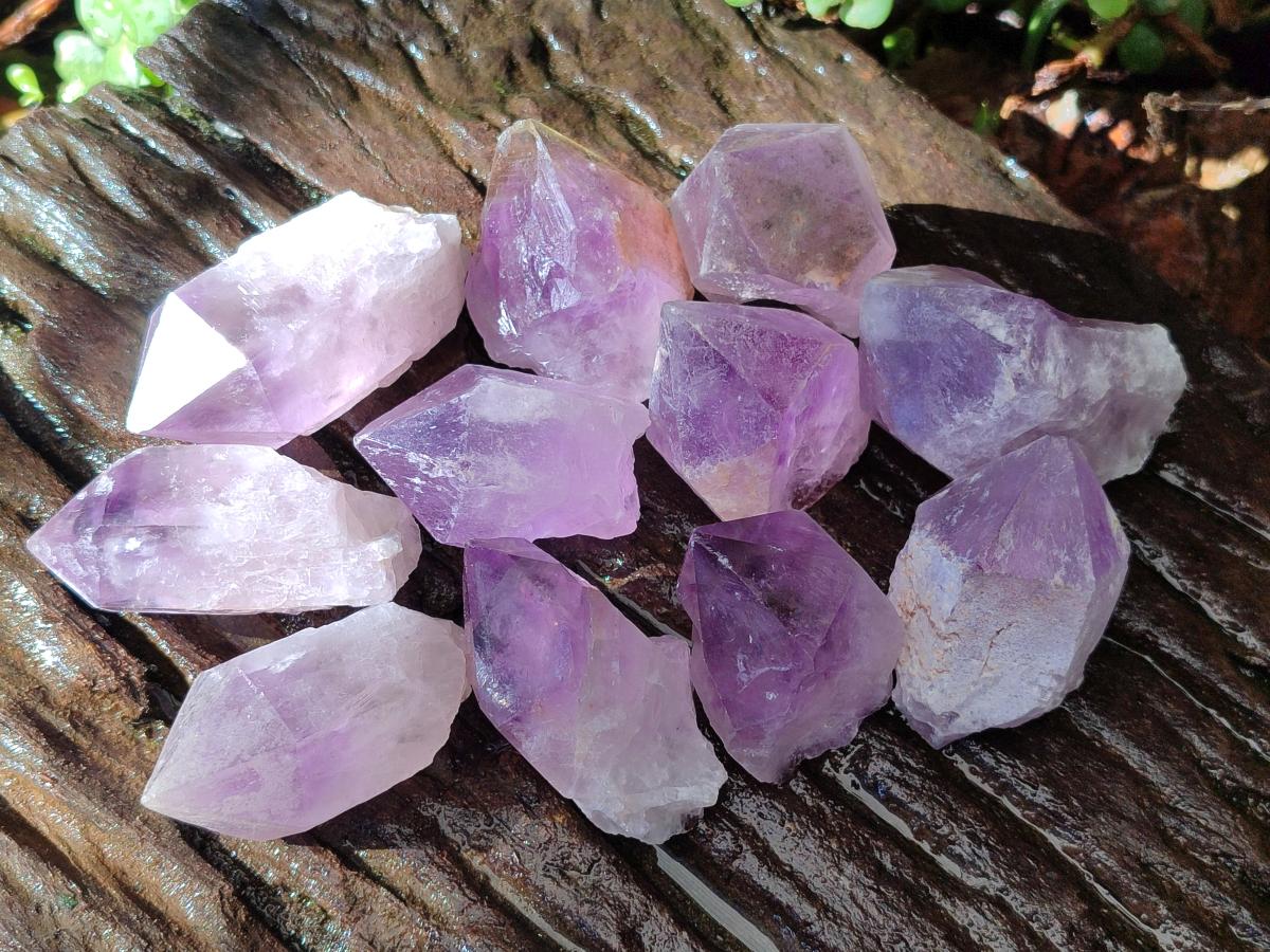 Natural Jacaranda Amethyst Single Crystals x 24 From Mumbwa, Zambia - Toprock Gemstones and Minerals 