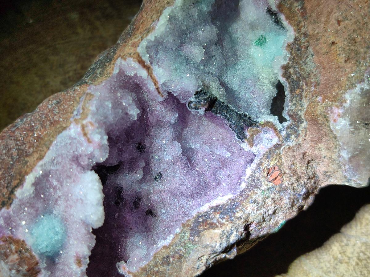 Natural Salrose Cobaltoan Dolomite with Malachite and Chrysocolla Specimens x 6 From Kakanda, Congo