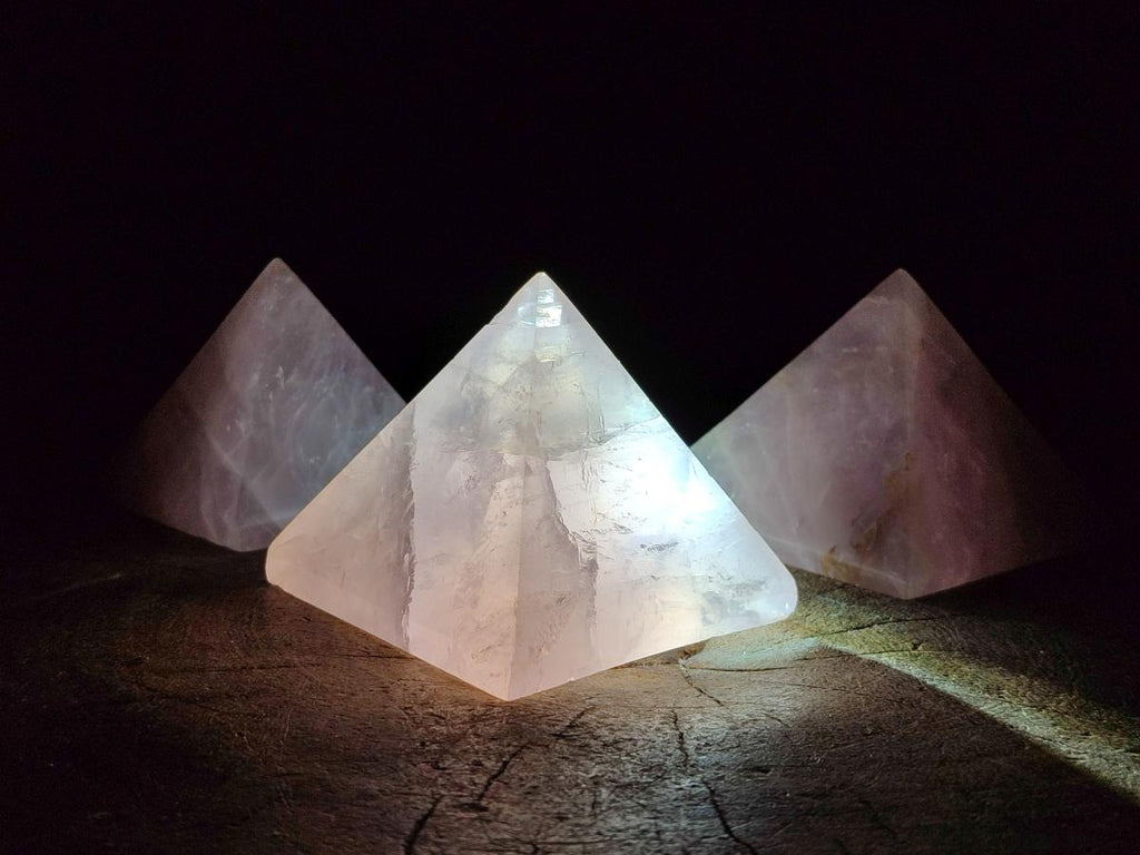 Polished Gemmy Rose Quartz Pyramids x 5 From Madagascar - Toprock Gemstones and Minerals 