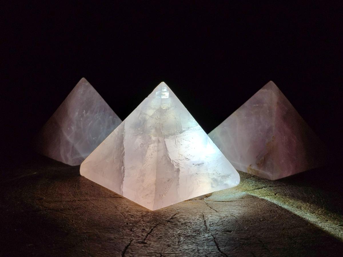 Polished Gemmy Rose Quartz Pyramids x 5 From Madagascar - Toprock Gemstones and Minerals 
