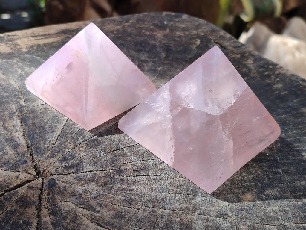 Polished Gemmy Rose Quartz Pyramids x 5 From Madagascar - Toprock Gemstones and Minerals 