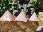Polished Gemmy Rose Quartz Pyramids x 5 From Madagascar - Toprock Gemstones and Minerals 