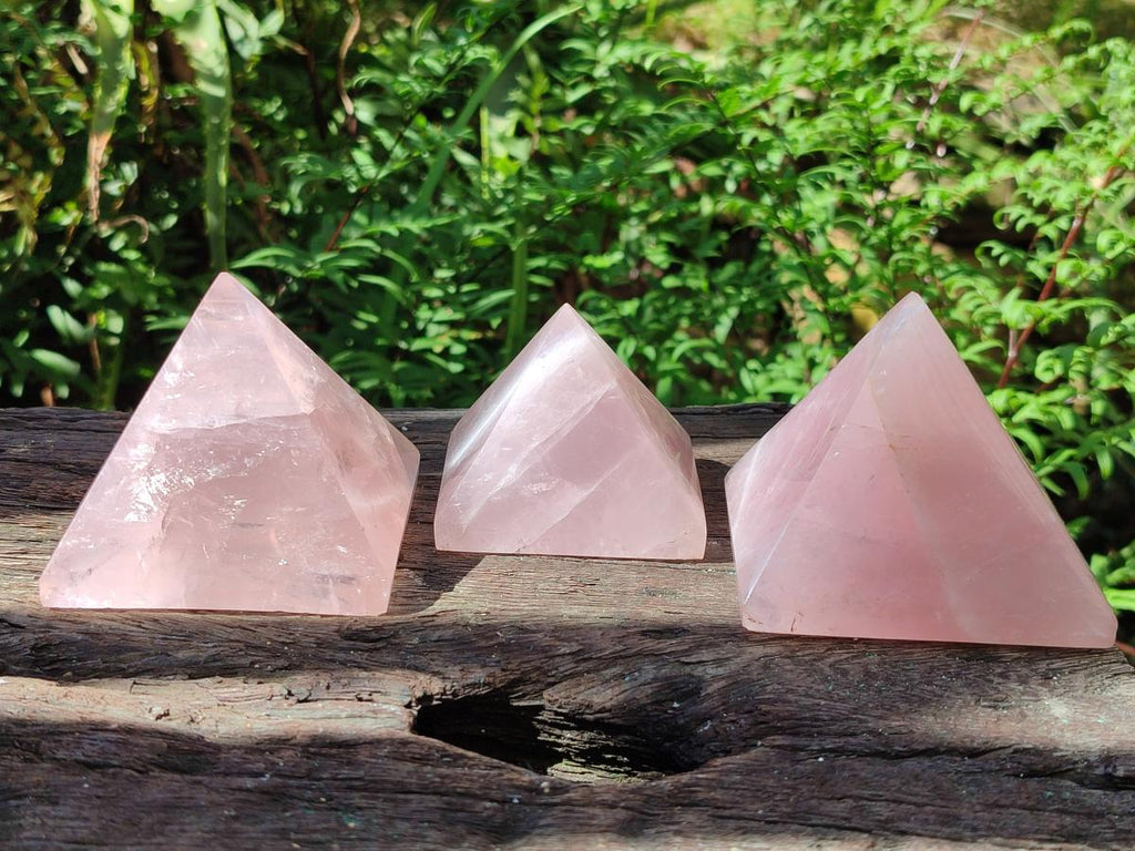 Polished Gemmy Rose Quartz Pyramids x 5 From Madagascar - Toprock Gemstones and Minerals 