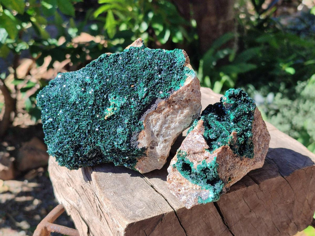 Natural Crystalline Malachite Specimens x 2 From Tenke Fungurume, Congo - Toprock Gemstones and Minerals 
