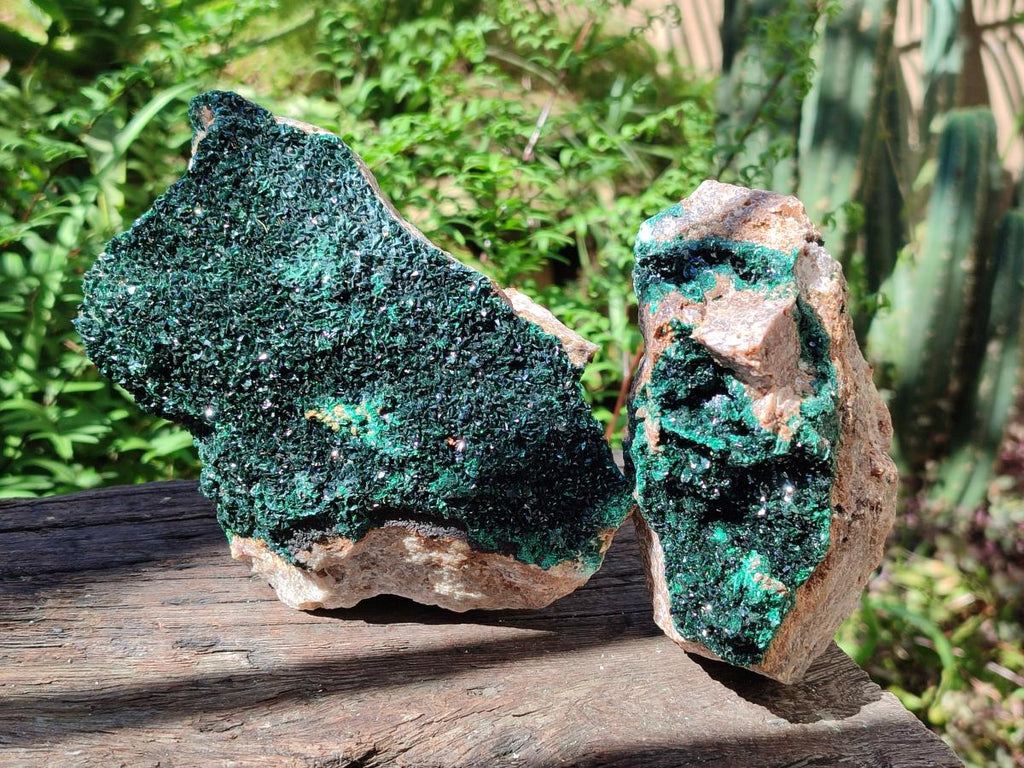Natural Crystalline Malachite Specimens x 2 From Tenke Fungurume, Congo - Toprock Gemstones and Minerals 