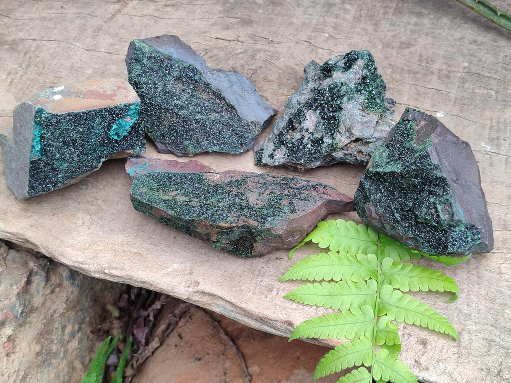 Natural Libethenite Crystals on Dolomite Matrix Specimens x 5 From Shituru, Congo - Toprock Gemstones and Minerals 