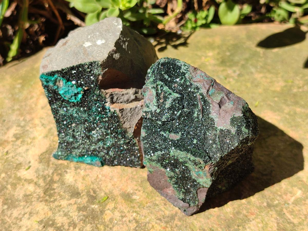Natural Libethenite Crystals on Dolomite Matrix Specimens x 5 From Shituru, Congo - Toprock Gemstones and Minerals 