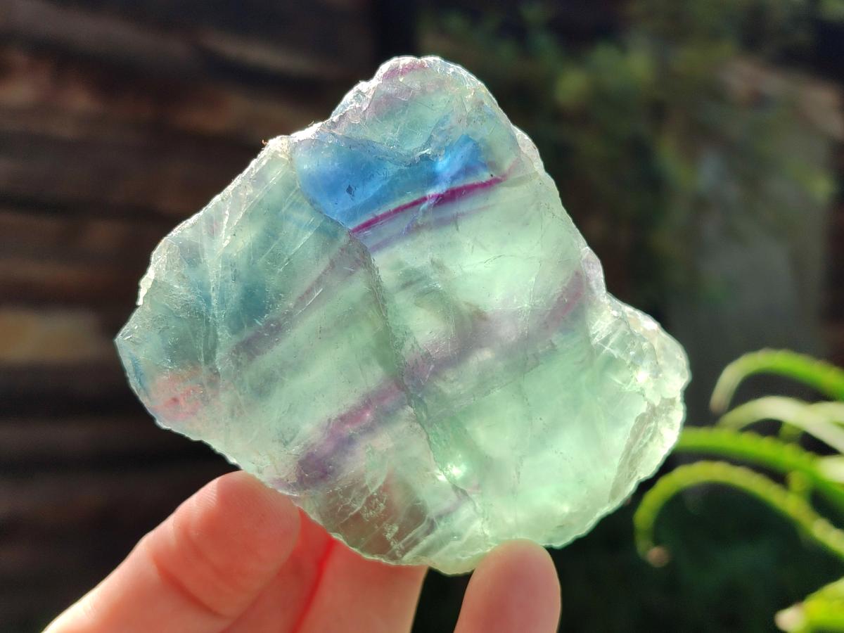 Polished On One Side Watermelon Fluorite Specimens x 6 From Uis, Namibia - Toprock Gemstones and Minerals 